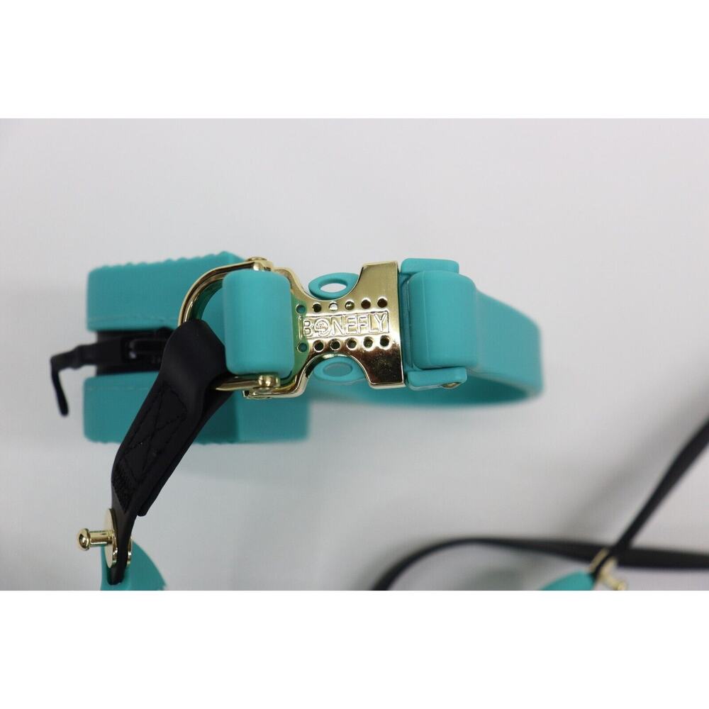 BONEFLY Boneflex Teal XXS HARNESS Aqua Swarovski & Flexfly LEASH -50" - Picture 5 of 9